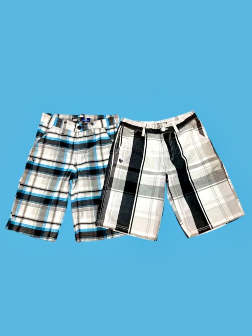 Southpole Boys 12 Plaid Shorts Lot 2 Y2K 2000s Knee Length Streetwear 10" Inseam